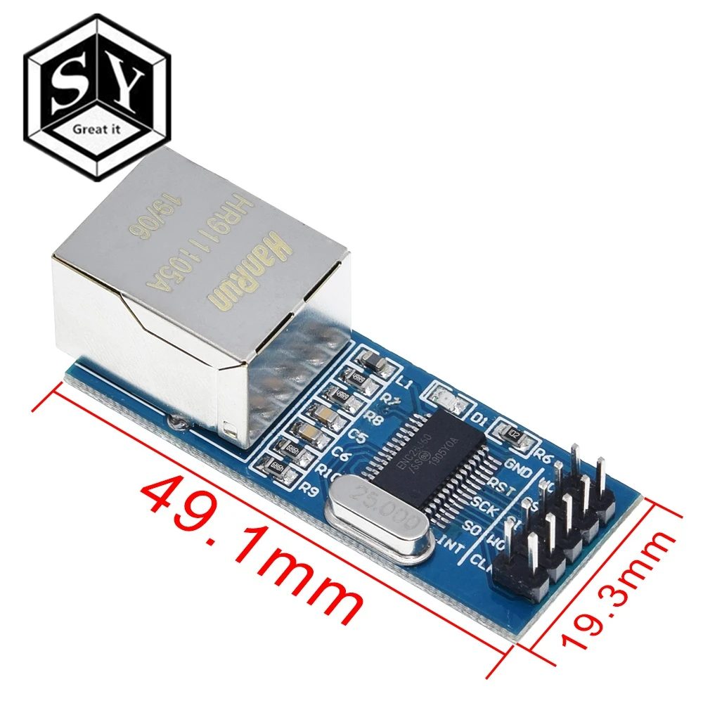 1 шт. Great IT ENC28J60 Ethernet LAN сетевой модуль SPI порт для Arduino 51LPC AVR ARM PIC