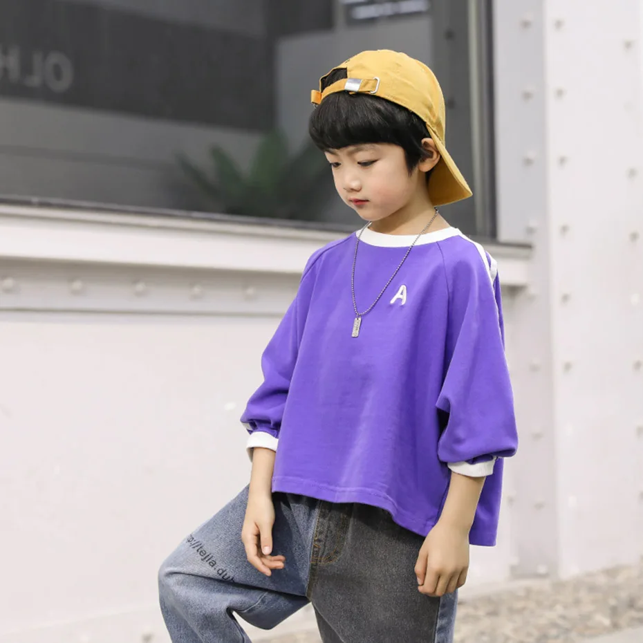 Детская рубашка полосатая футболка для мальчиков свободная повседневная