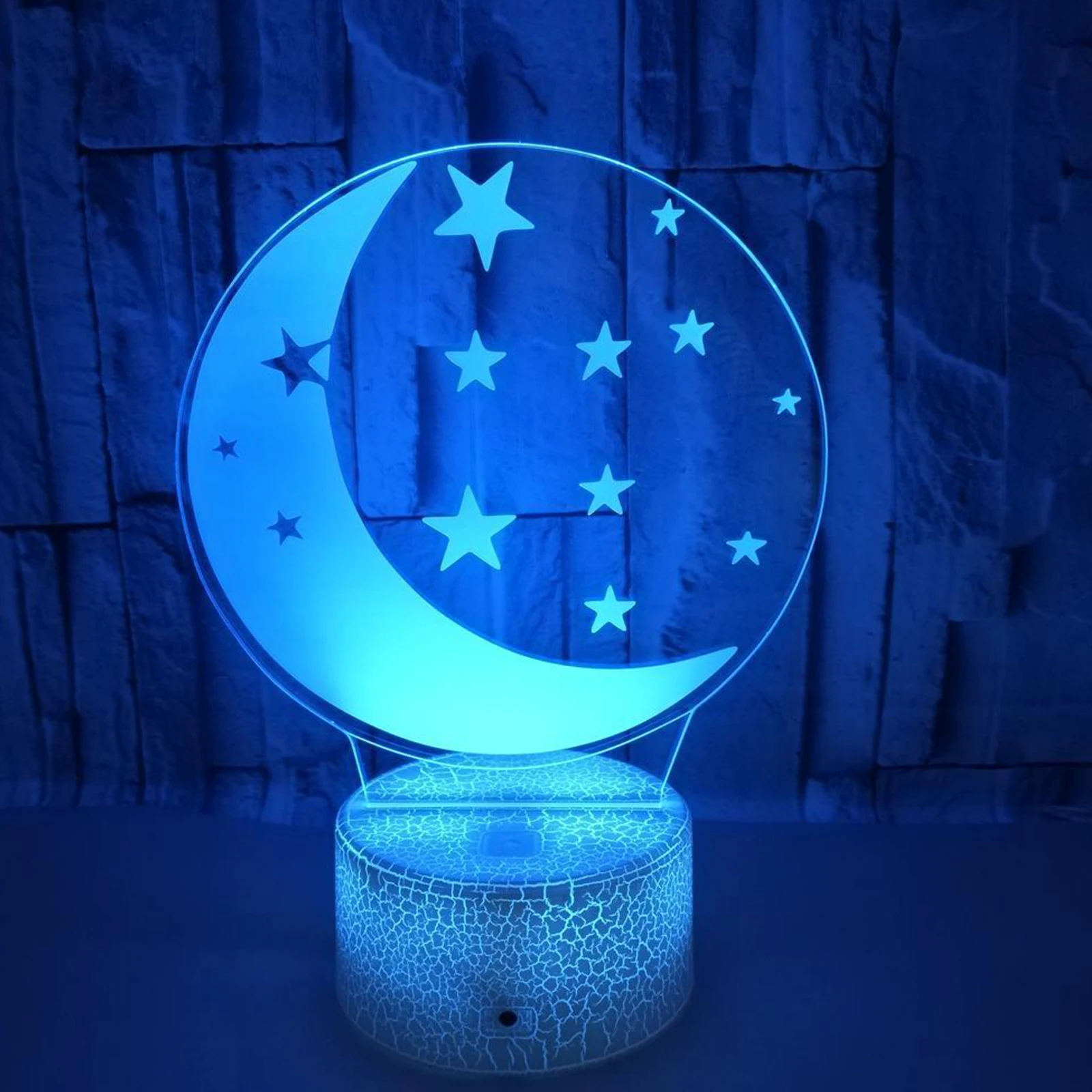 

3D Moon Night Light Visual Illusion Star Moon Light 7 Color Changing Night Light With Touch Switch Bedside Light Birthday Gift