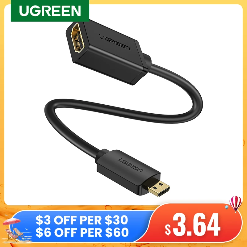 Micro HDMI совместимый адаптер UGREEN высокоскоростной штекер гнездо HD 4K 3D для Raspberry Pi 4