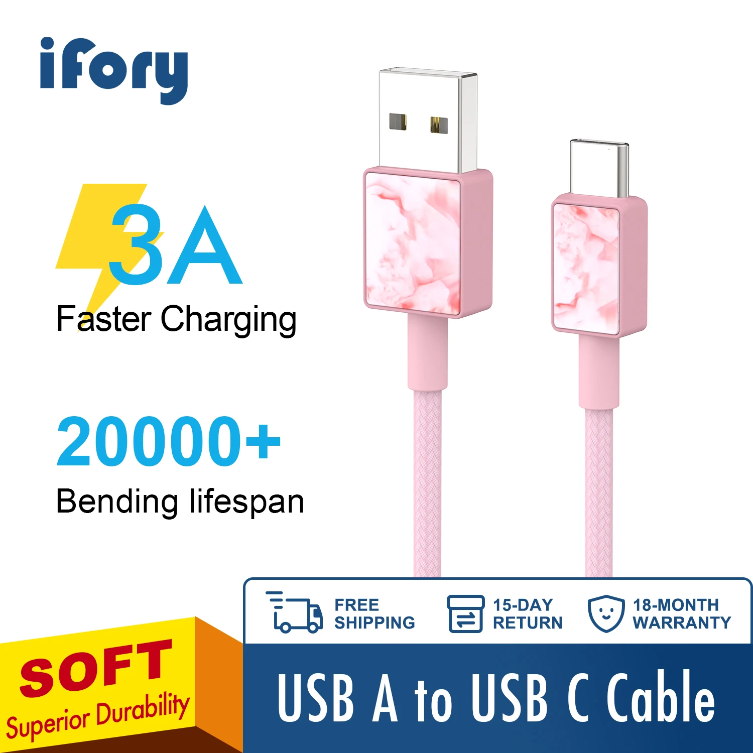 

iFory 3 Pack USB Type C Cable USB-C Phone Charger Type C Nylon Fast Charging Data Cord For Samsung A51 s10 s9 plus xiaomi redmi