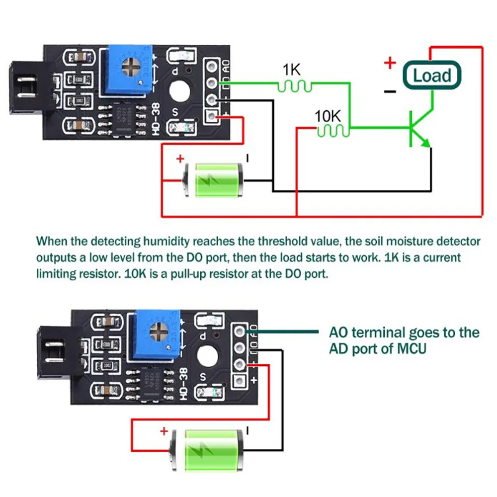 Резистивный датчик влажности почвы детектор с зондом устойчивым к коррозии