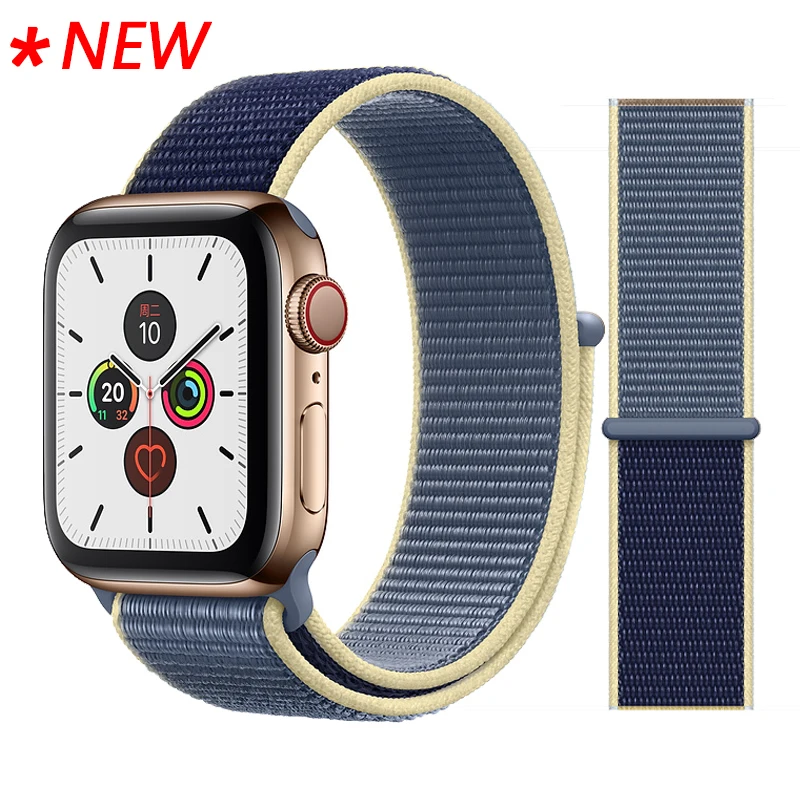 48 Alaskan Blue Нейлон Ремешок для наручных часов Apple Watch серии 3/2/1 38 мм 42 мм мягкий нейлон дышащий сменный ремешок Спортивная петля для наручных часов iwatch серии 4 40 мм 44 мм - Цвет ремешка: 48 Alaskan Blue
