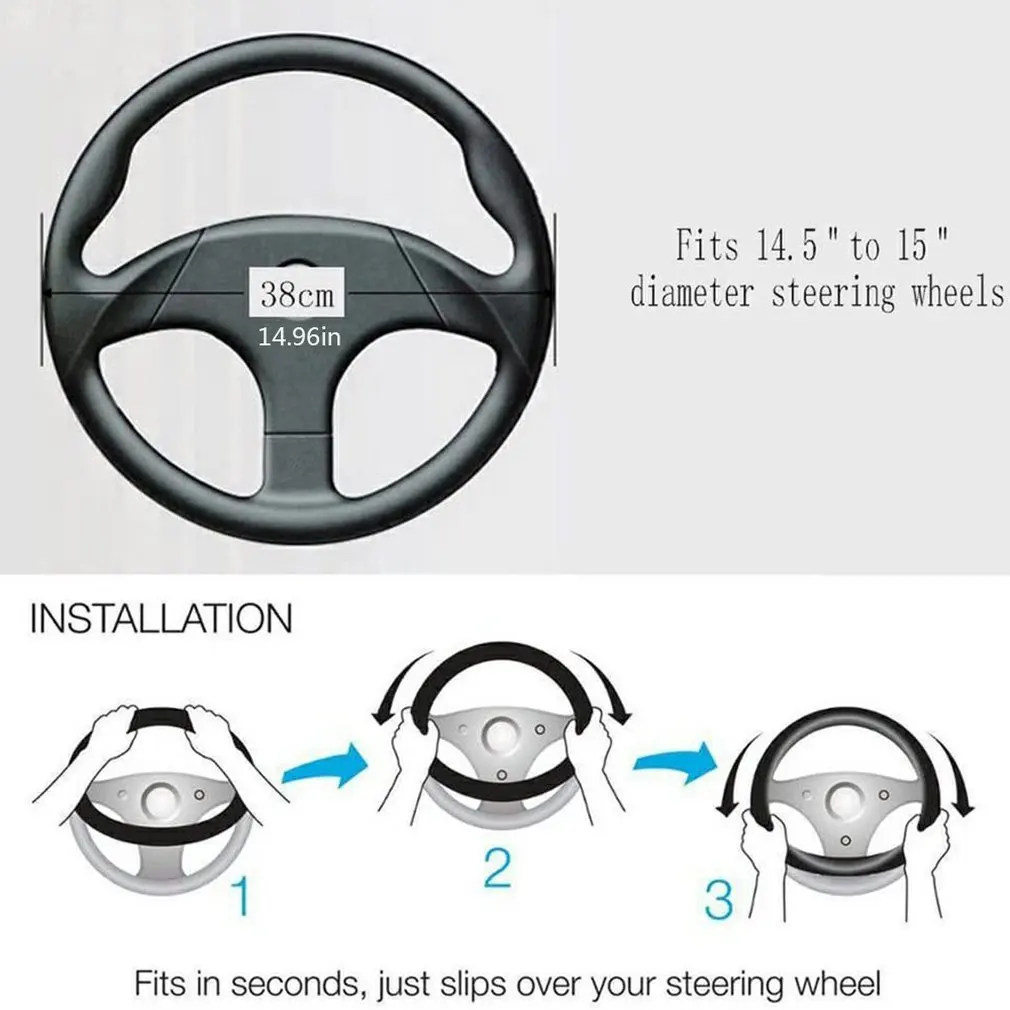 

Four Seasons Generic Automobile Durable Grey Steering Wheel Cover Automobile Replaceable Accessories
