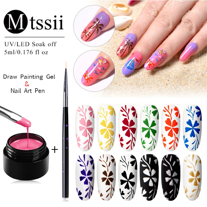 

Mtssii 5 мл Цветной Гель-лак для ногтей набор гель-лаков для ногтей для маникюра Сделай Сам базовый верхний слой лак отмачиваемый удлиненный ге...