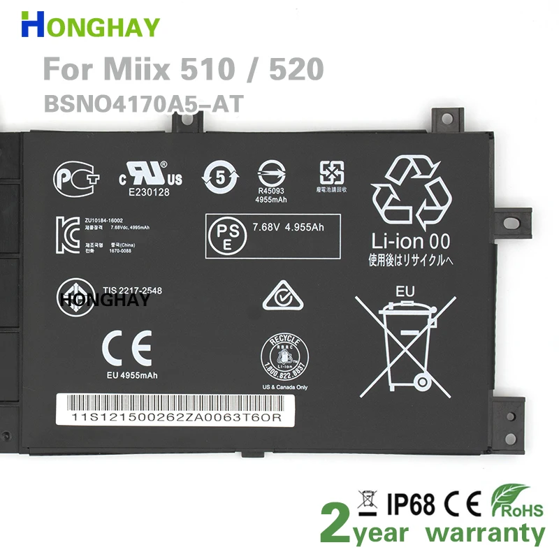 HONGHAY BSNO4170A5-AT ноутбук планшет батарея для Lenovo Miix 510-12ISK 520-12IKB BSNO4170A5-LH 525-12IKB LH5B10L67278 |
