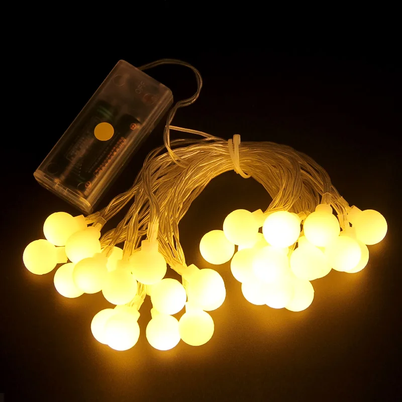 Светодиодный светильник на батарейках с шариковой гирляндой, Свадебный Сказочный светильник, Рождественская уличная домашняя Гирлянда для праздника, вечеринки, сада, водонепроницаемый домашний декор
