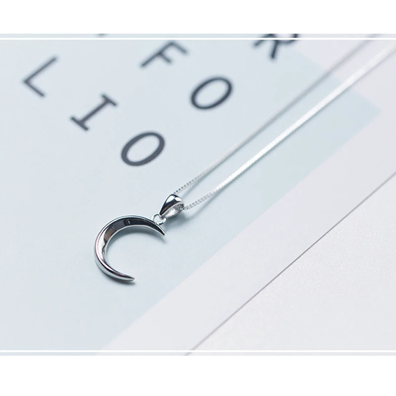 

Simple Moon 925 Silver Necklace Sterling Jewelry Woman Wedding Party Crescent Chokers Necklaces for Brides Valentine's Day Gift