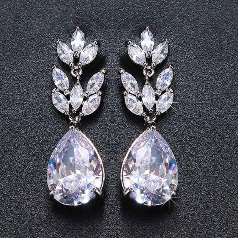 

CINKILE, романтические свадебные аксессуары для невесты, ювелирные изделия, изысканные висячие серьги с кубическим цирконием, блестящие серьг...