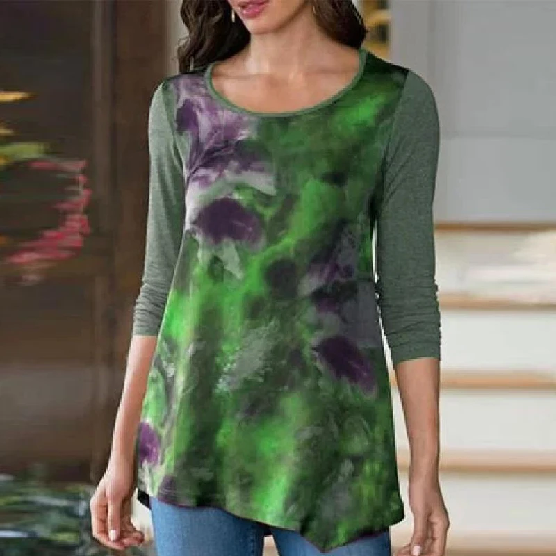 

Elegant Long Sleeve Floral Print Ladies Blouses Casual Women Loose Patchwork Pullovers Autumn Streetwear Plus Size Female Blusa