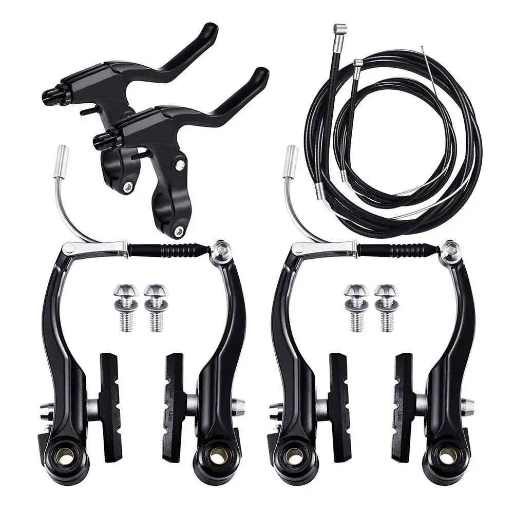 6pcs/set Mountain V Bike Brakes Set Include 2Brakes 1pair Brake Handlebars 1pair Front Rear Brake Cable Bicycle Brake Levver Set
