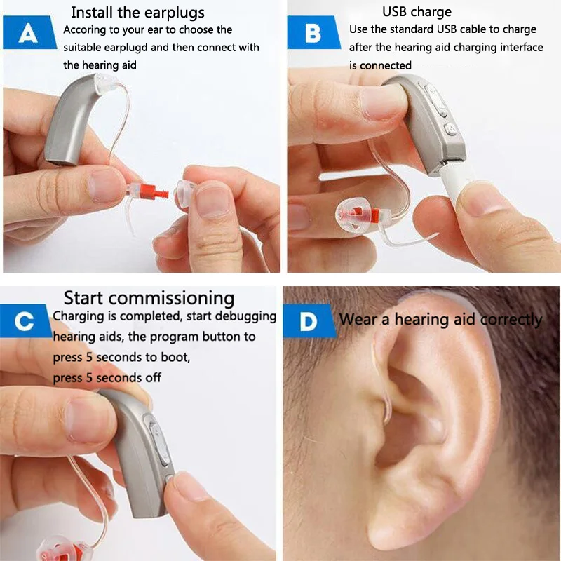 

MY-33 USB Rechargeable BTE Hearing Aid Ear for Deafness Sound Amplifier Hearing Aids Care Tools Appareils Auditifs De Qualit