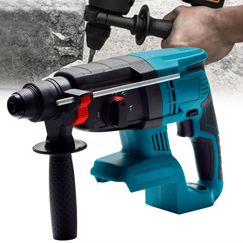 10000BPM Electric Hammer Impact Drill Rechargeable Brushless Cordless Rotary Hammer Drill Impact Function For 18V Makita Battery