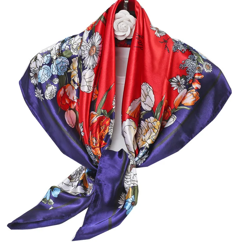 

Headscarf Women Scarf Luxury Designer Print Summer Neck Office Lady Square 90X90CM Silk Kerchief Hair Scarf Handkerchief