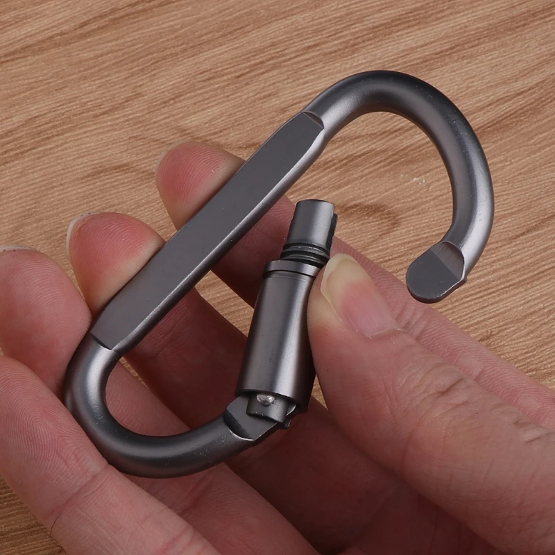 

D Shaped Camping Carabiner Aluminum Alloy Locking Hook Ring Key Climbing Tools