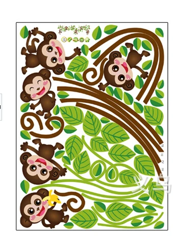 

Children's Monkey Jungle Tree DIY Creative Removable Wall Stickers Art Decals Children's Room Decoration Wall Stickers Cartoon