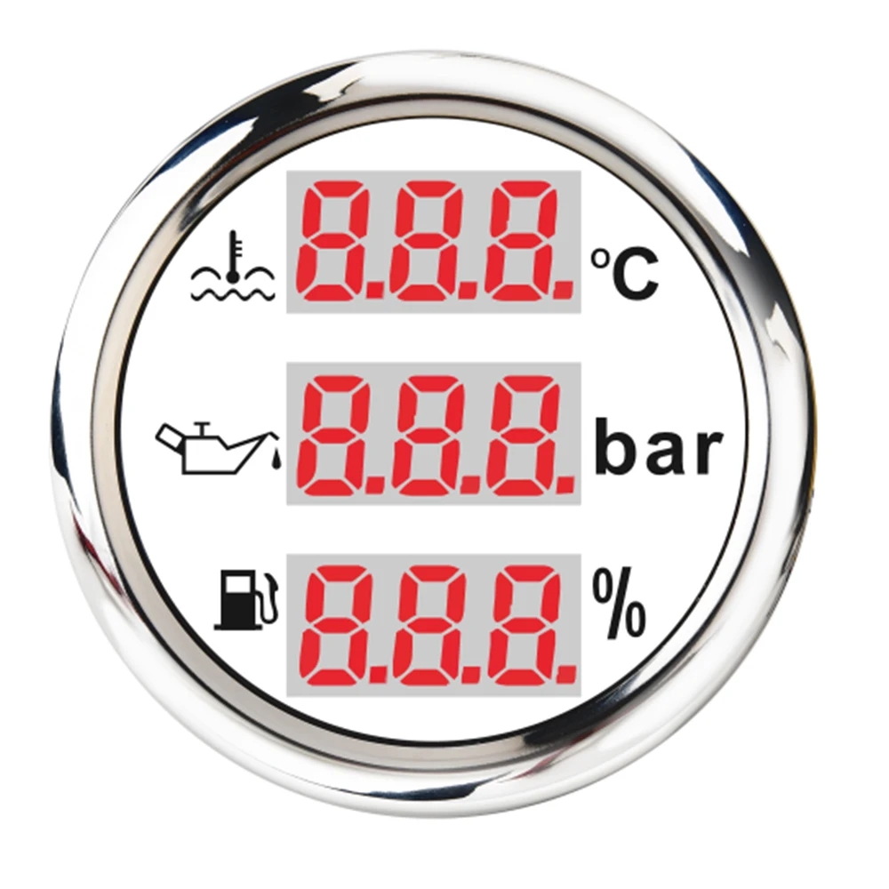 3 в 1 Многофункциональный цифровой датчик 52 мм Датчик температуры воды давления