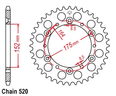 Задняя звездочка мотоцикла 520 для Yamaha YZ490 WR500 WR200 WR400 TT R250 TT500 TT250R YFM660 YFS200