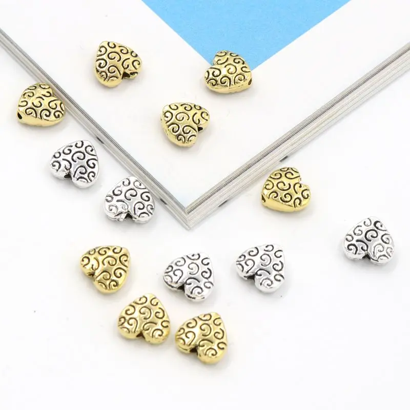 Металлические бусины-разделители в форме сердца 30 шт./лот фурнитура для