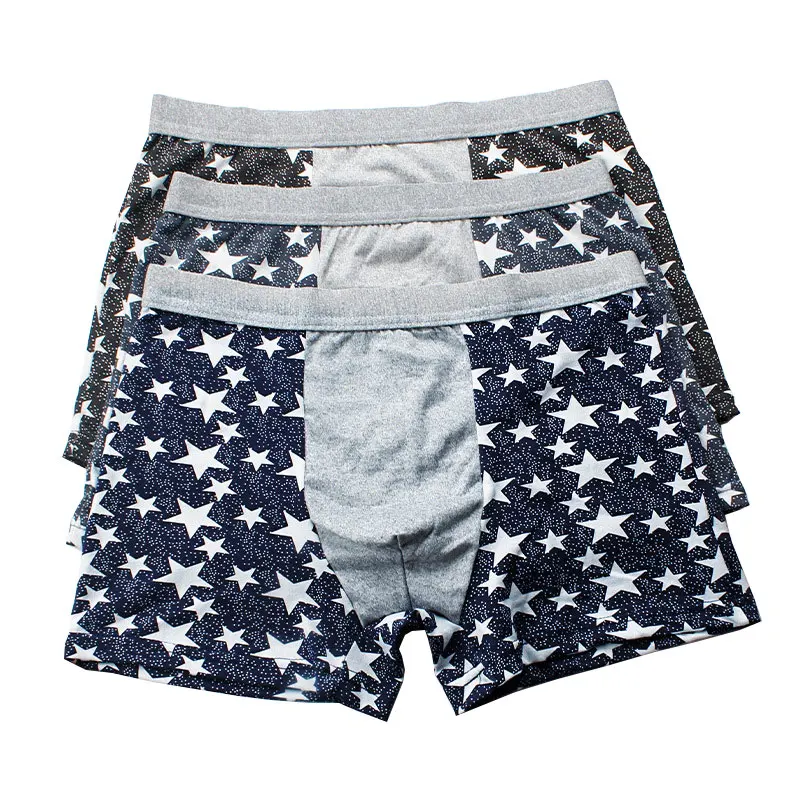 

2021 Star Print Men Underwear Boxer Shorts High Quality Cotton Male Panties Comfortable Mid Rise Mens Underpants Hombre Cuecas