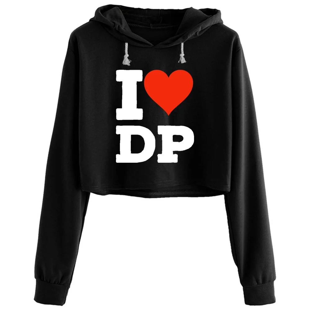 

Укороченные толстовки I Love Dp, женский корейский пуловер Y2k Kawaii Goth для девочек