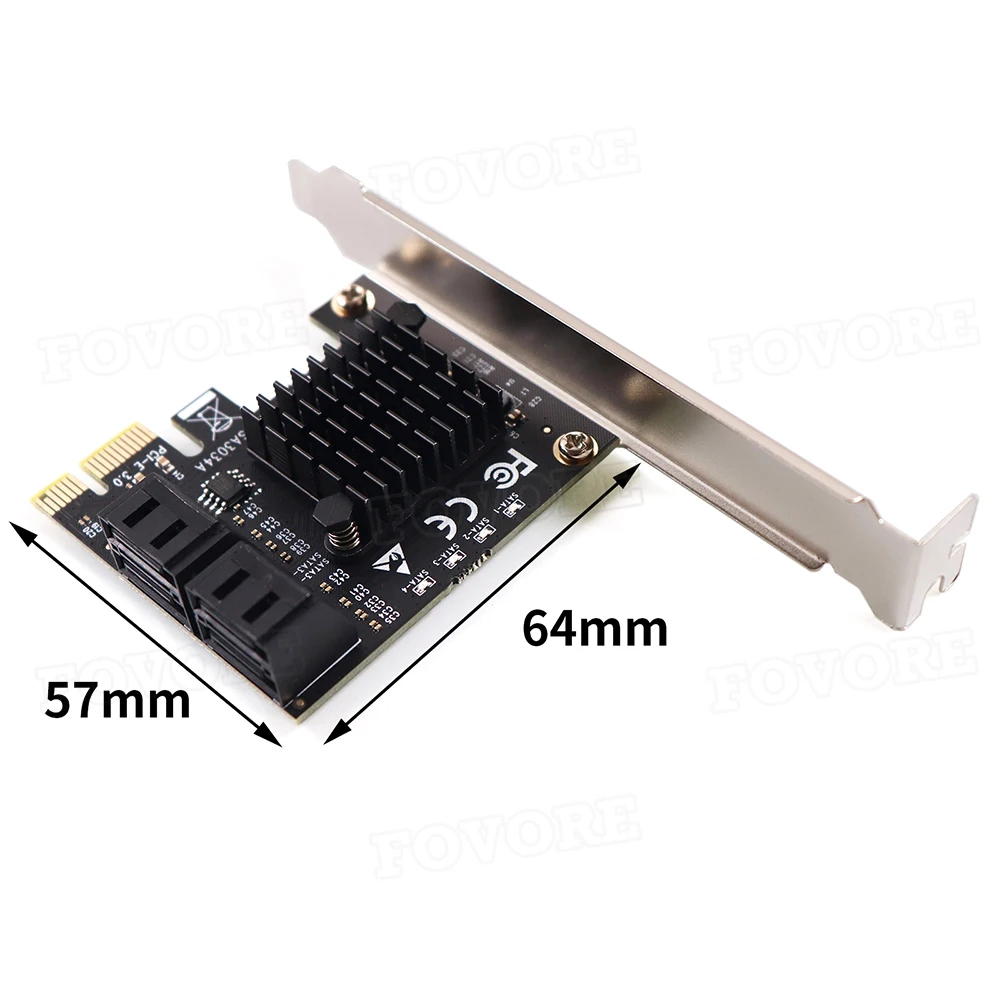 

PCI e to 4 Ports SATA 3 III 3.0 6 Gbps SSD Adapter PCIe PCI-e x1 Controller Board Expansion Card Support x4 x6 x8 x16