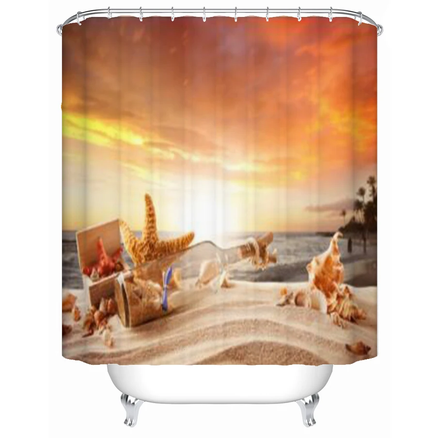 

Летние песчаный занавеска для пляжного душа декорации декоративный занавес Ванная комната Ванна Ткань шторы с крючками Водонепроницаемый ...