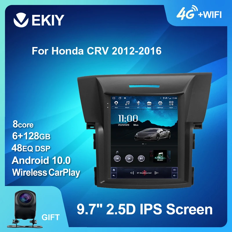 EKIY 6 + 128G DSP андроид 10 автомобиля GPS для Хонда сrv CR V 4 2012 2016 мультимедиа Tesla Экран