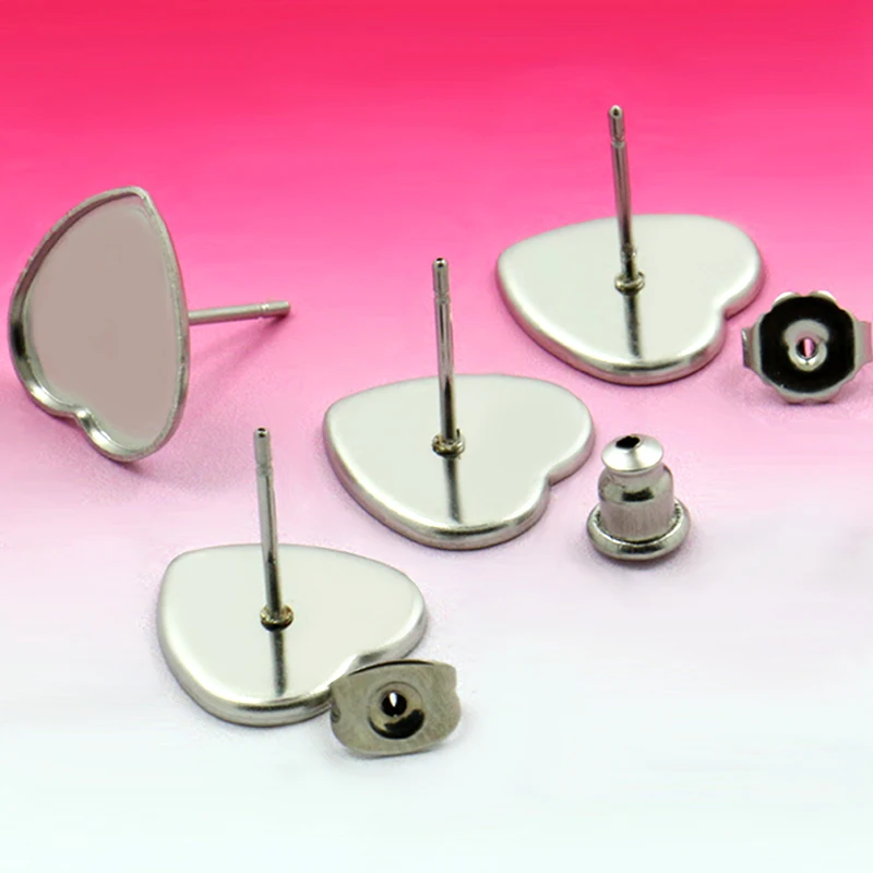 Серьги и затычки для ушей из нержавеющей стали в форме сердца 10 мм 12 20 комплектов |