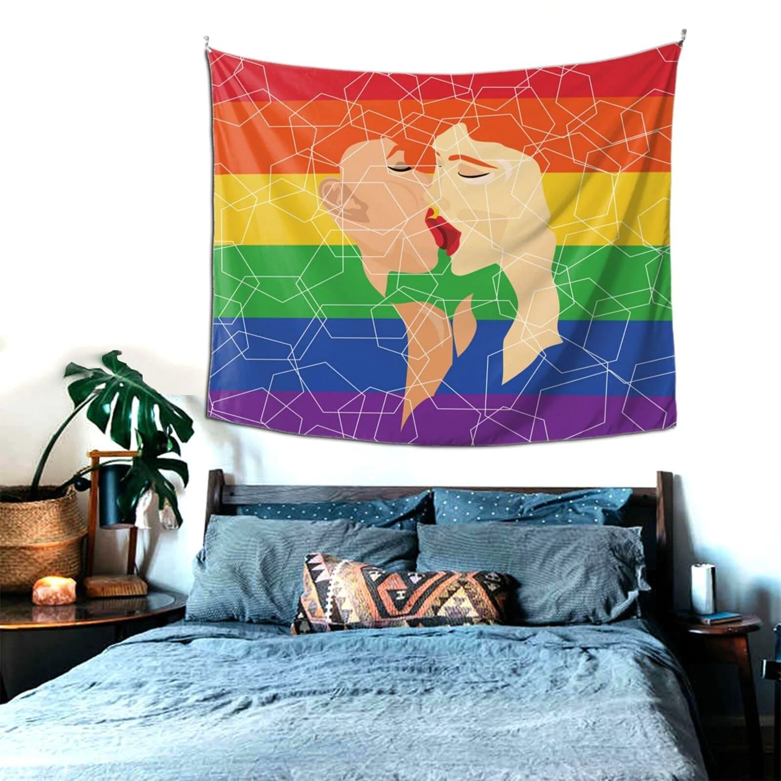 

Hippie Rainbow Tapestry Gay Pride Flag Printed Tapestry Decoration Psychedelic Colorful Artist Home Decor Room Decoration