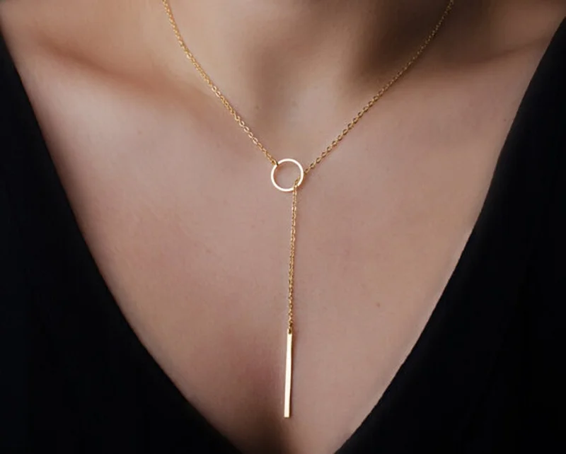 Hot Chic Lariat Style Necklace Gold New Fashion Plated Y Shaped Circle high quality fashionable trendy beatiful simplicity | Украшения и