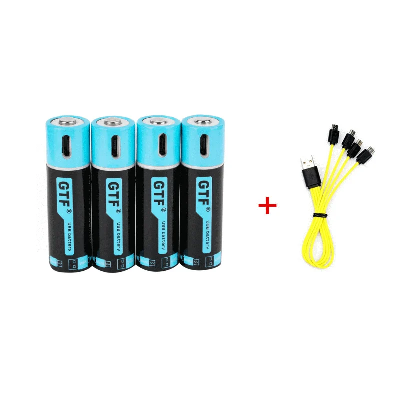 GTF емкость 1,5 V 1500mAh AA литий-ионная батарея 2550mwh литий-полимерный с USB перезаряжаемой литиевой usb батареей+ usb-кабелем