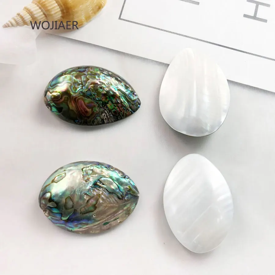

WOJIAER Natural Paua Abalone Shell Bead Pendant New Zealand Dan-shaped arc Beads for Jewelry Making ZBM195