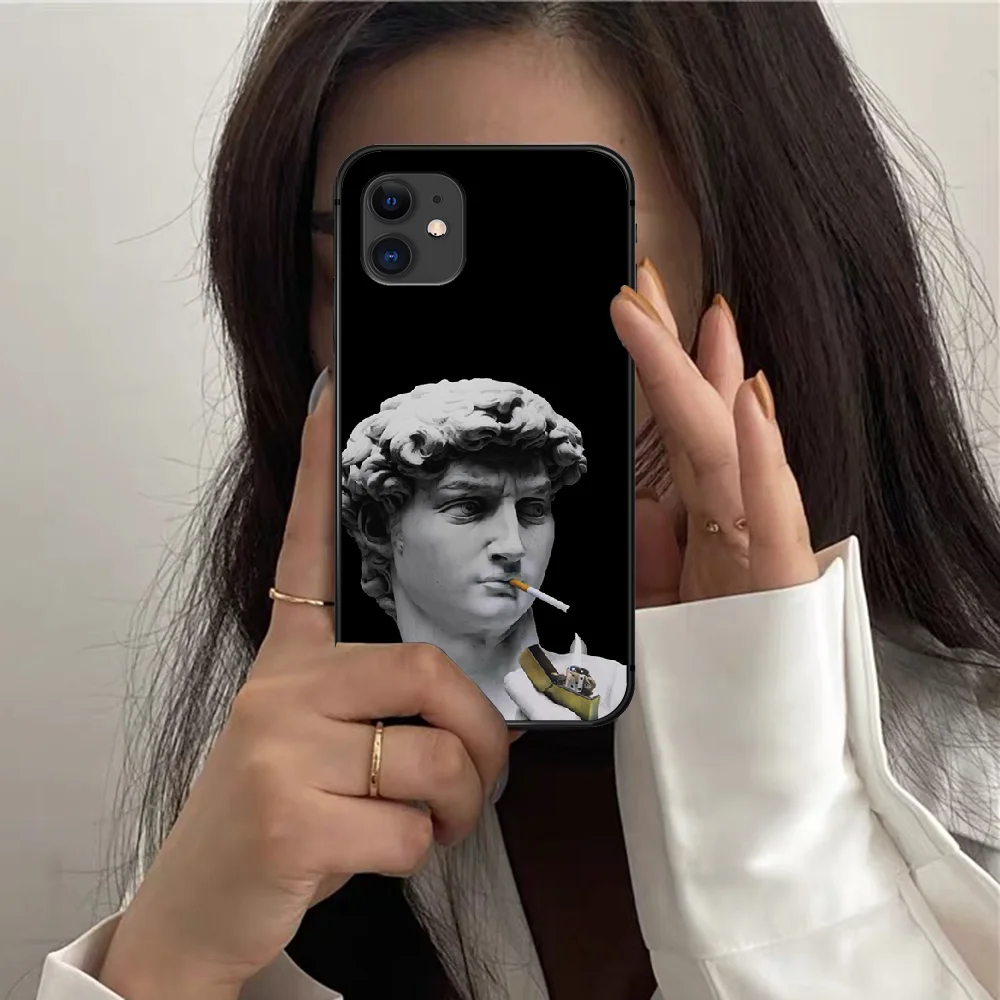 

Funny Plaster Statue David Art Phone Case For Iphone 12 Mini 11 PRO X XR XS MAX 6 6s 7 8 Plus 4 5 5s SE 2020 black Etui Tpu