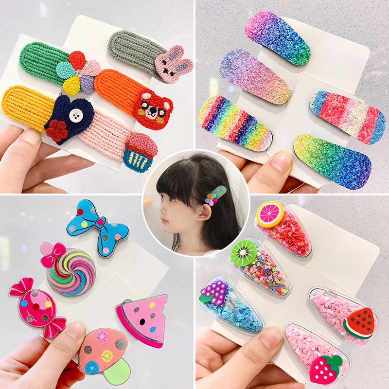 5 шт./компл. заколки для волос девочек милые Мультяшные украшения Детские