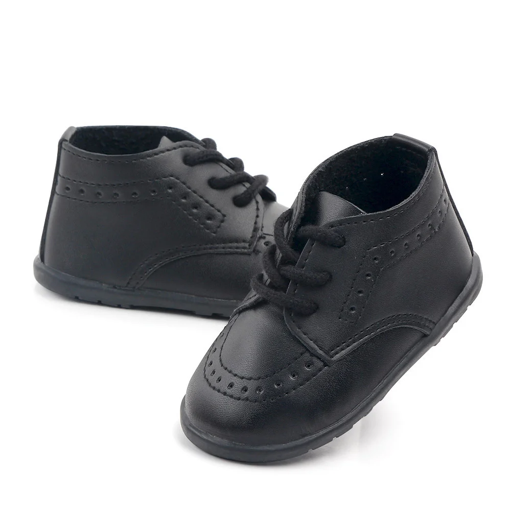 Туфли детские кожаные в стиле ретро резиновая подошва Нескользящие для первых