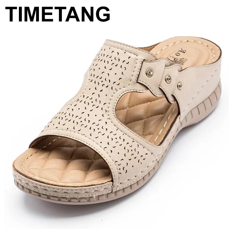 

Шлепанцы женские, летние, дышащие, на танкетке, большие размеры