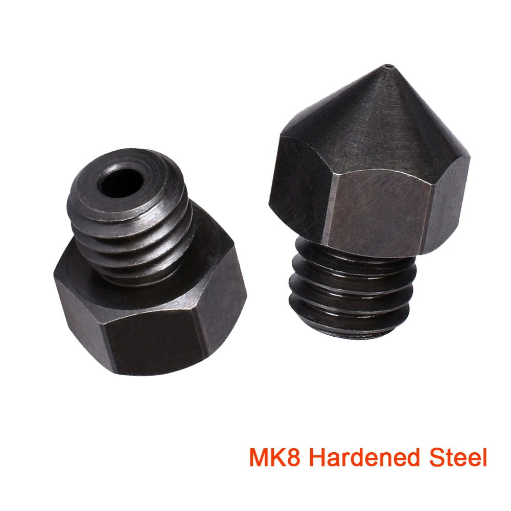 

BIQU MK8 Nozzle Hardened Steel 0.2/0.4/0.6/0.8mm RepRap Carbon fiber 1.75mm 3D Printer J-head High Temperature Nozzle E3D Hotend