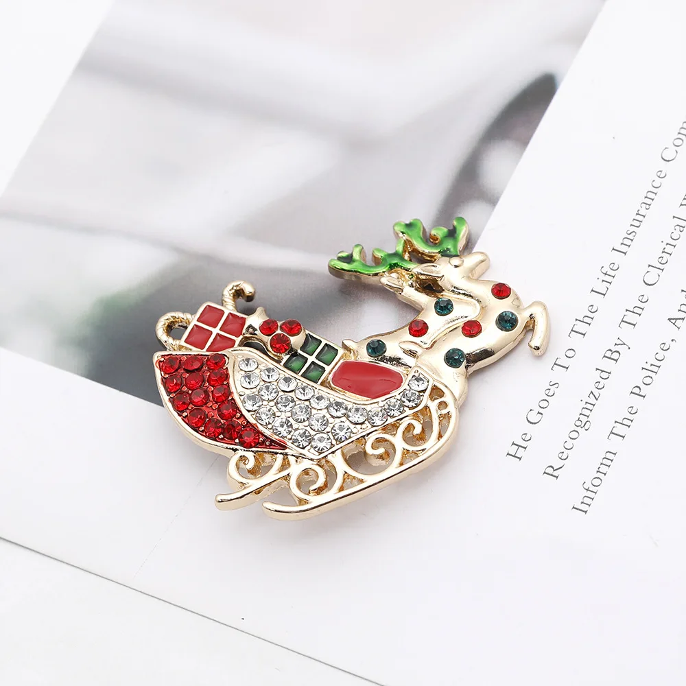 Новая модная Рождественская Брошь Стразы эмалевые Броши с колокольчиком Санта