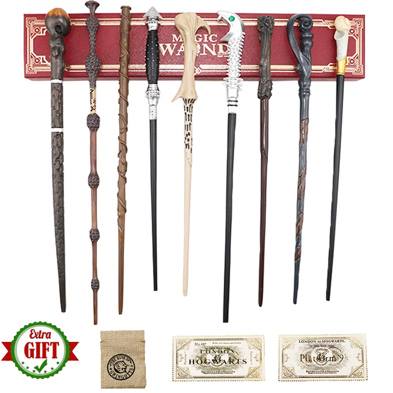 

27 Kinds of Metal Core Potters Magic Wands Cosplay Malfoy Voldemort Hermione Magical Wand Coin Bag Tickets As Bouns Without Box