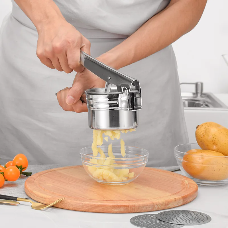 

Three-in-one Stainless Steel Potato Press Potato Crusher Multi-functional Kitchen Gadget