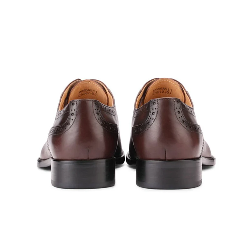 

New Vintage Genuine Leather Men's Oxfords Formal Dress Pointed Toe Lace Man Goodyear Flats Retro Heels Party Brogues Shoes MLT49