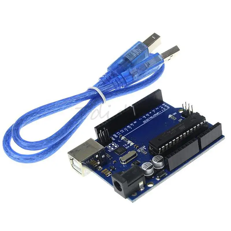 Uno R3 Разработочная плата ATmega328P CH340 CH340G для Arduino с прямым шестеренчатым заголовком с кабелем Один набор.