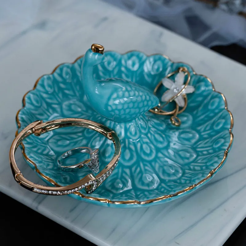 Керамическое кольцо с павлином ювелирная пластина витрина для сережек подставка