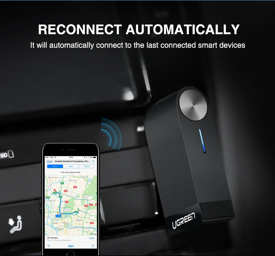 Ugreen Беспроводной Bluetooth Приемник 3.5mm Jack Bluetooth Audio Музыка Приемник Адаптер Автомобилей Aux Кабель бесплатно Динамик Наушники