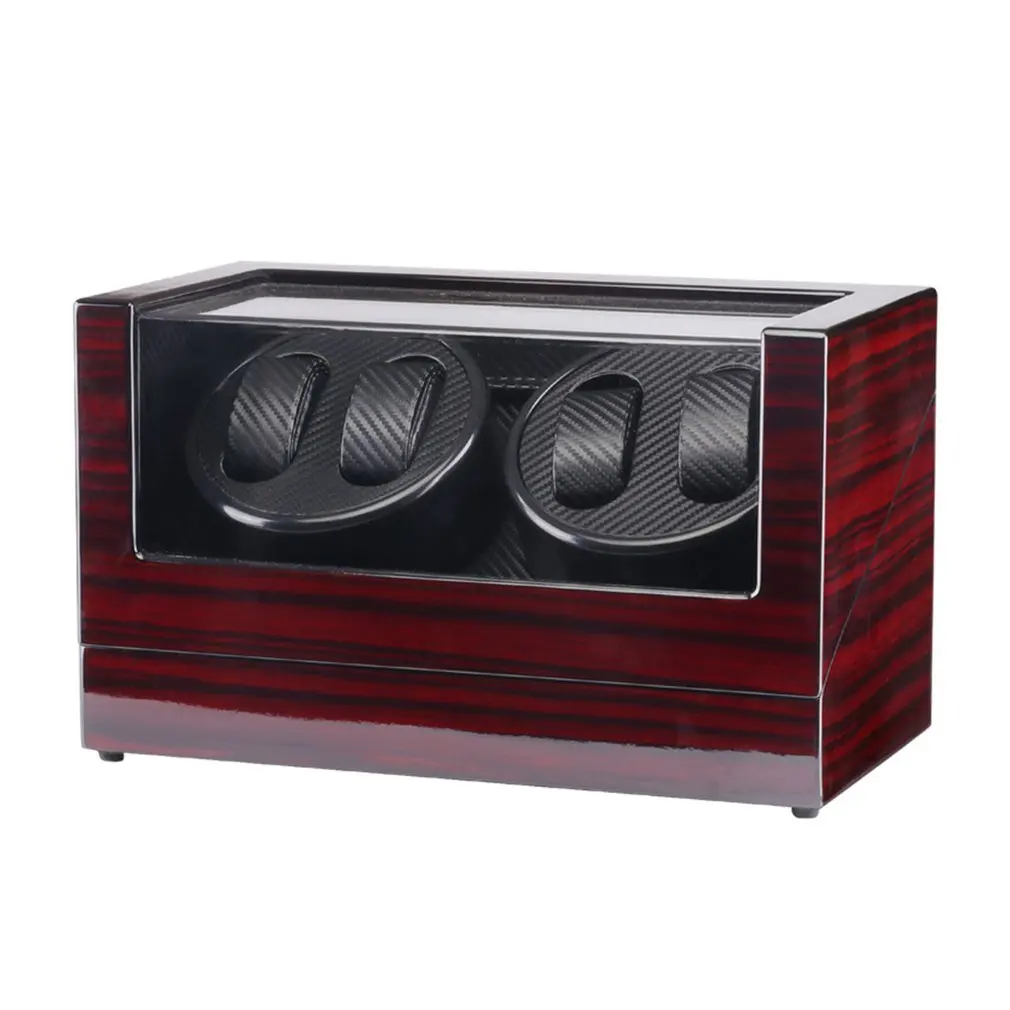 

Auto Wooden Watch Winder Storage Box Winder Shaker Case Transparent Cover Wristwatch Box Single/Double Head Motor with US Plug
