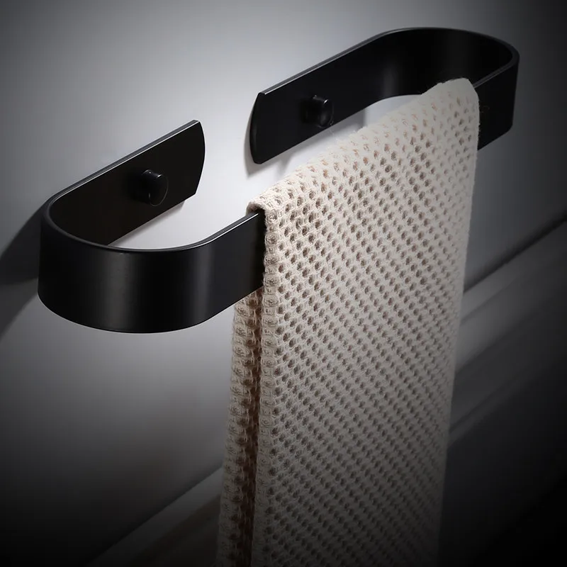 Алюминиевая вешалка для полотенец ванной комнаты настенная черная