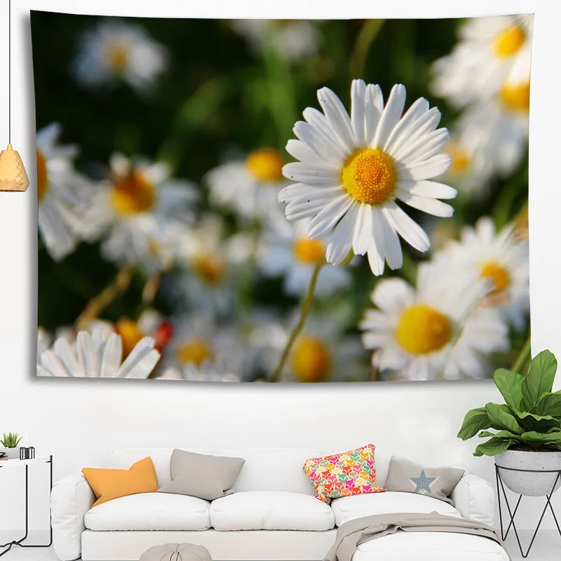 

Custom Daisy Tapestry Wall Boho Decoration Home Decor Psychedelic Wall Tapestry Abstract Carpet Wall Cloth Tapestries Wa