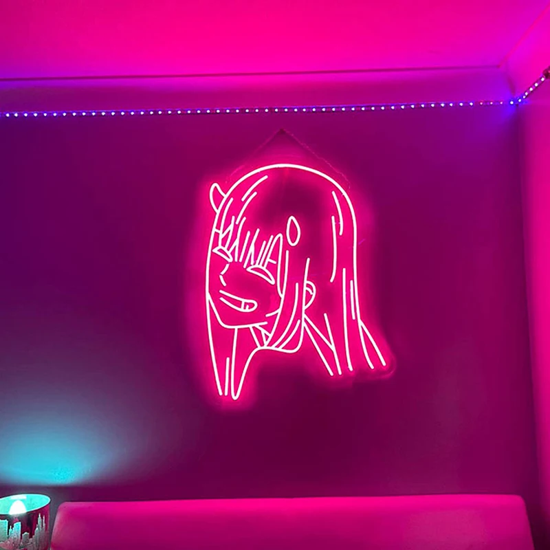 Аниме Zero Two визуальный неоновый светильник Настенный s неоновая вывеска