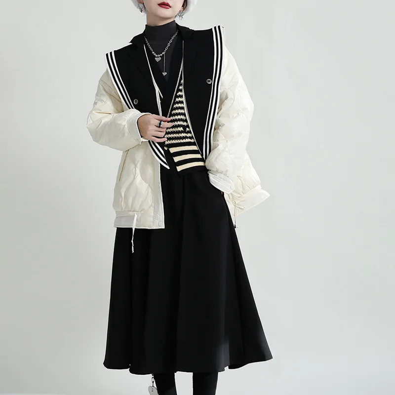 Winter New Fashionable Simple Loose-Fitting Lightweight Thin Short down Jacket Female Coat Women's（ Collar Detachable）
